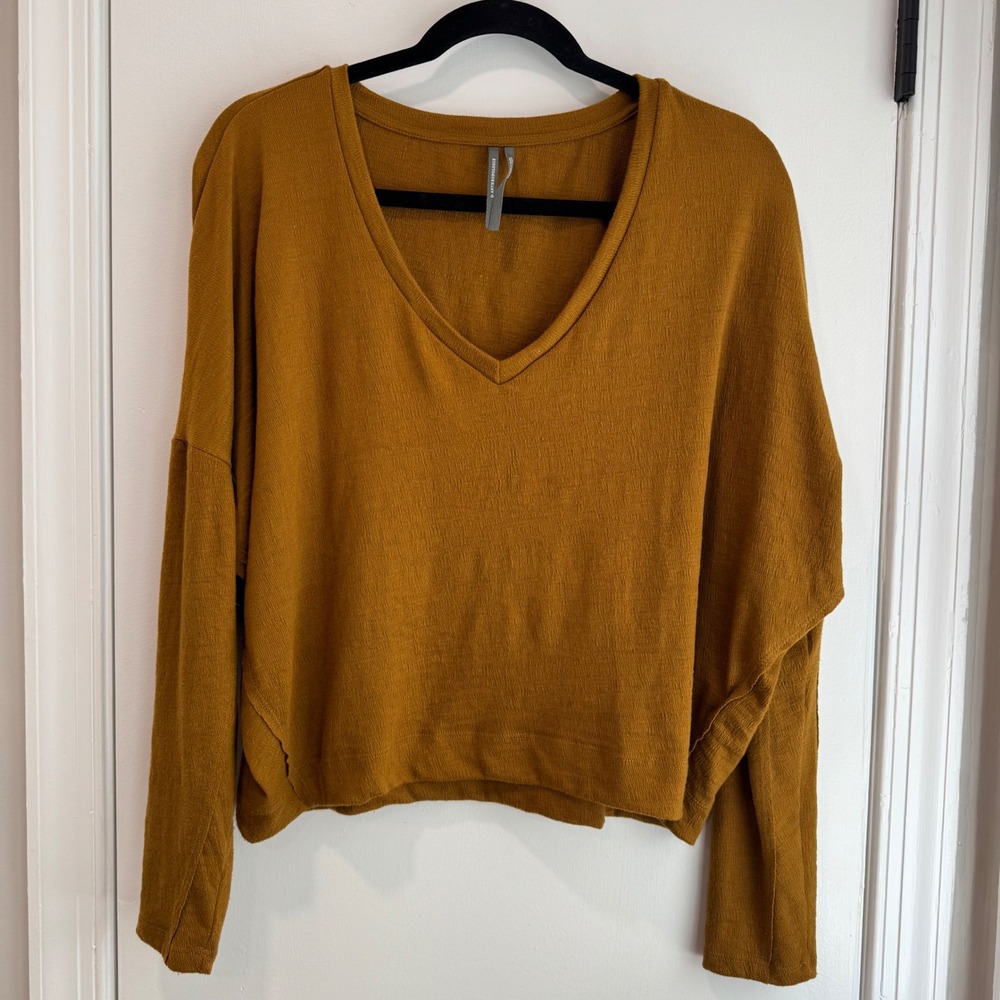 Anthropologie‎ V-Neck Long Sleeve Knit Top Relaxed Fit Pullover XS